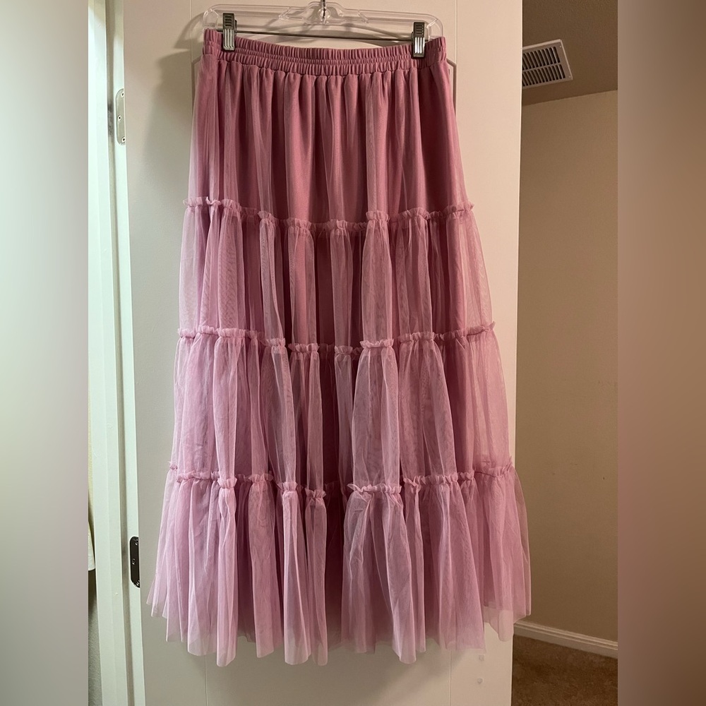 Listicle Layered Pink A-Line Skirt